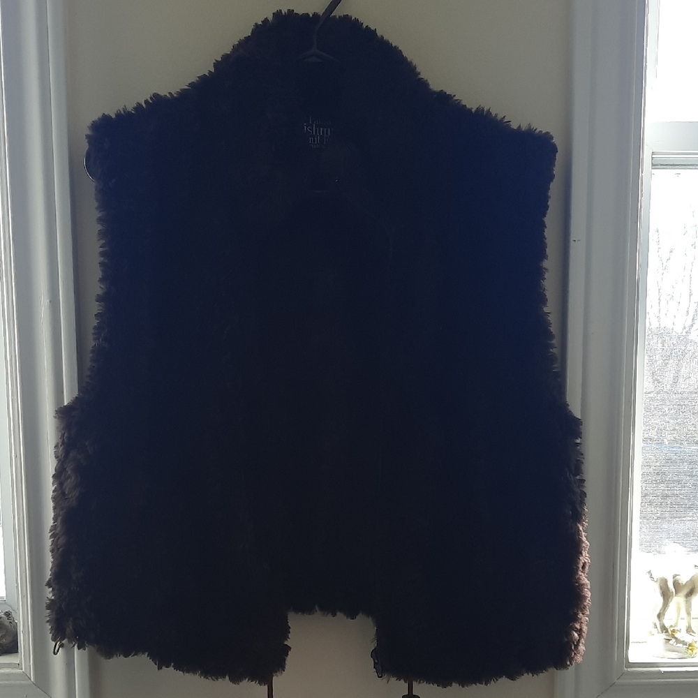 Paula Lishman Knit Fur Vest in Rich Brown